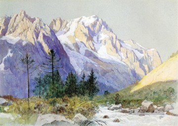  szene - Wetterhorn aus Grindelwald Schweiz Szenerie Luminism William Stanley Haseltine